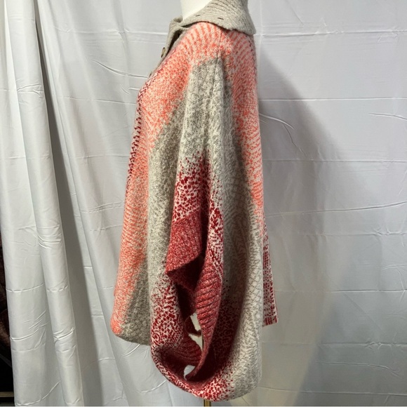 Caslon Jacquard Button Cowl Neck Sweater-Knit Poncho relaxed fit Cabincore XS/S - Picture 10 of 15